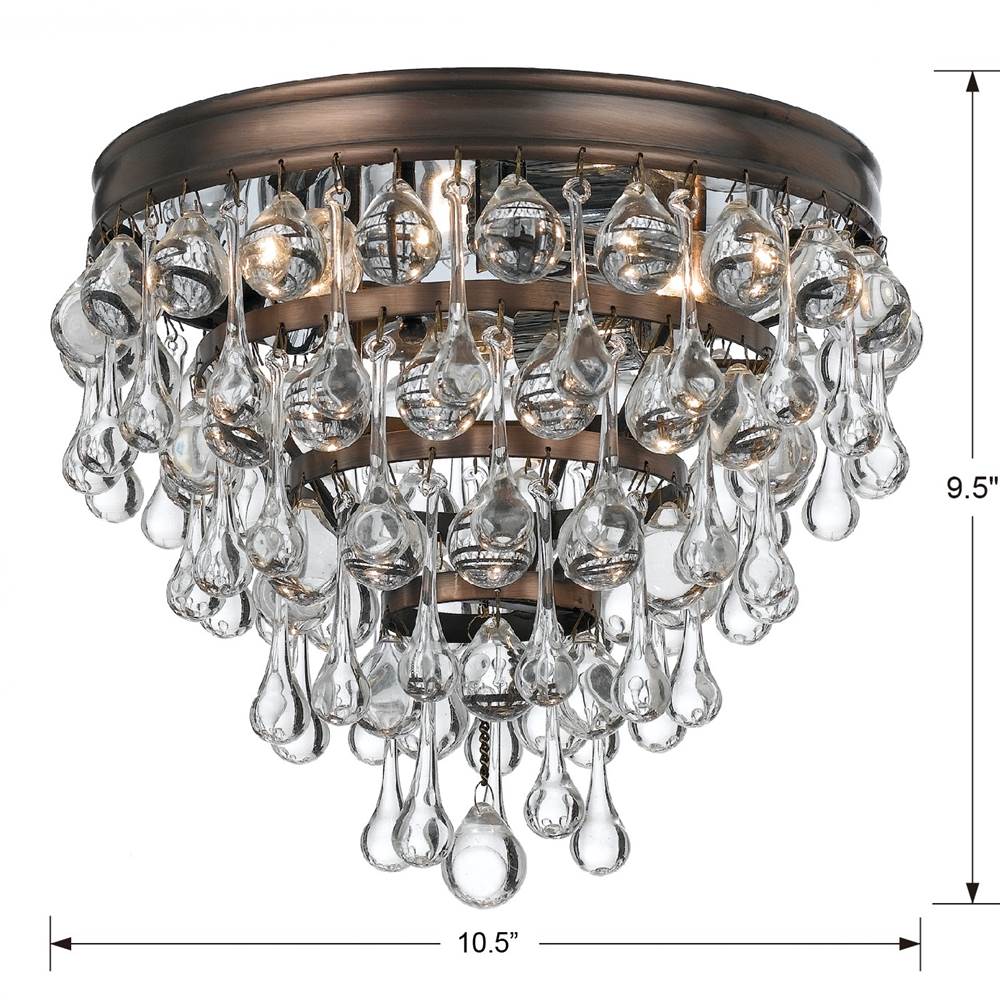 Crystorama Calypso 3 Light Crystal Teardrop Polished Chrome Ceiling Mount