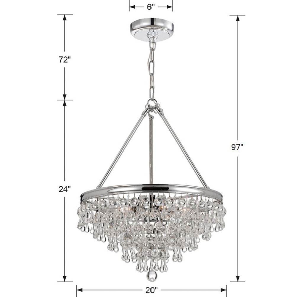 Crystorama 136-CH Polished Chrome Calypso 6 Light Crystal Teardrop Polished Chrome Chandelier Image 2
