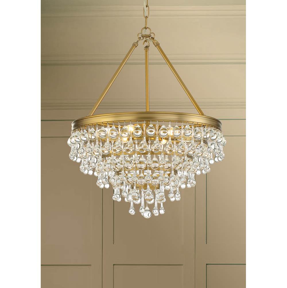 Crystorama 136-VG Vibrant Gold Calypso 6 Light Crystal Teardrop Vibrant Gold Chandelier Image 3