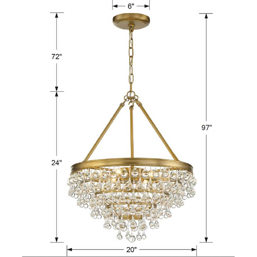 Crystorama 136-VG Vibrant Gold Calypso 6 Light Crystal Teardrop Vibrant Gold Chandelier Image 2