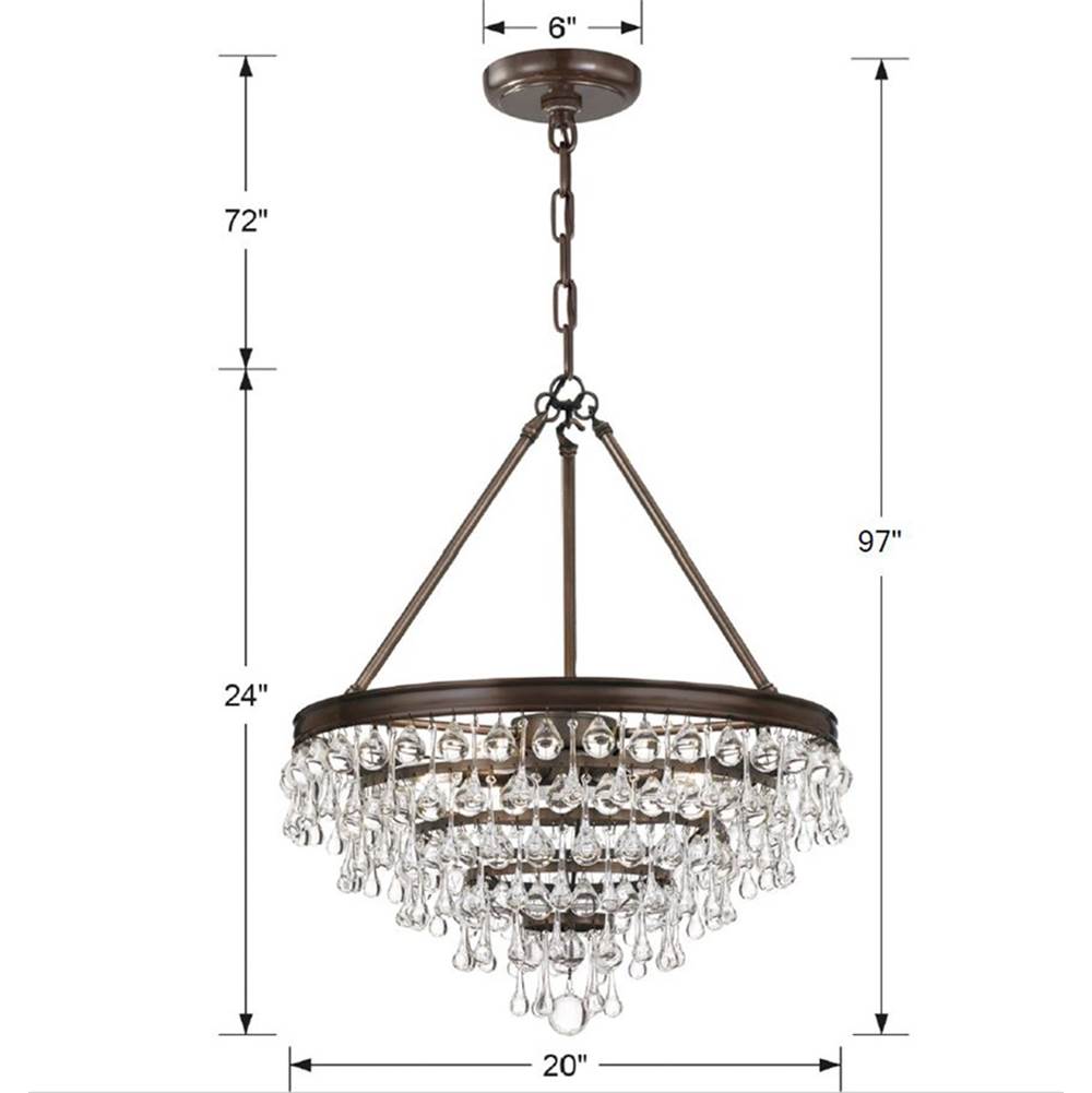 Crystorama 136-VZ Vibrant Bronze Calypso 6 Light Crystal Teardrop Vibrant Bronze Chandelier Image 2