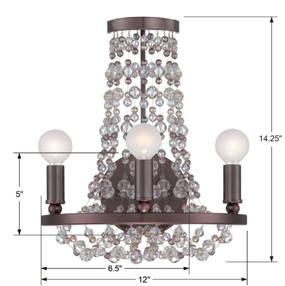Crystorama Channing 3 Light Chocolate Bronze Sconce