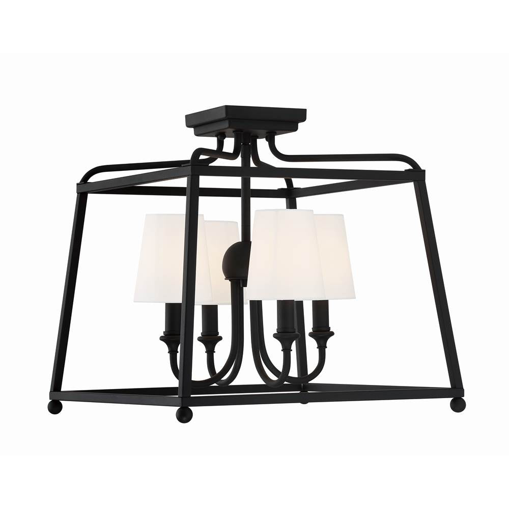 Crystorama 2243-BF Black Forged Libby Langdon For Crystorama Sylvan 4 Light Black Forged Ceiling Mount Image 1