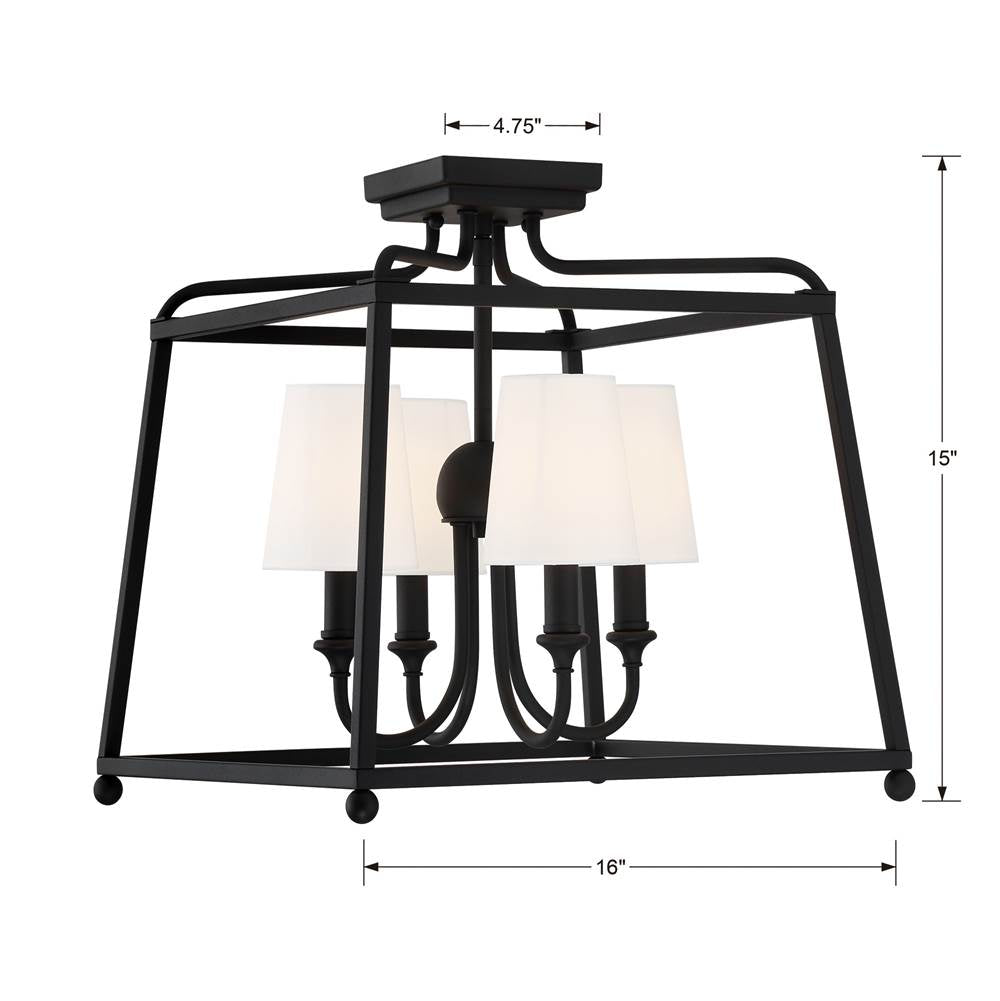 Crystorama 2243-BF Black Forged Libby Langdon For Crystorama Sylvan 4 Light Black Forged Ceiling Mount Image 2