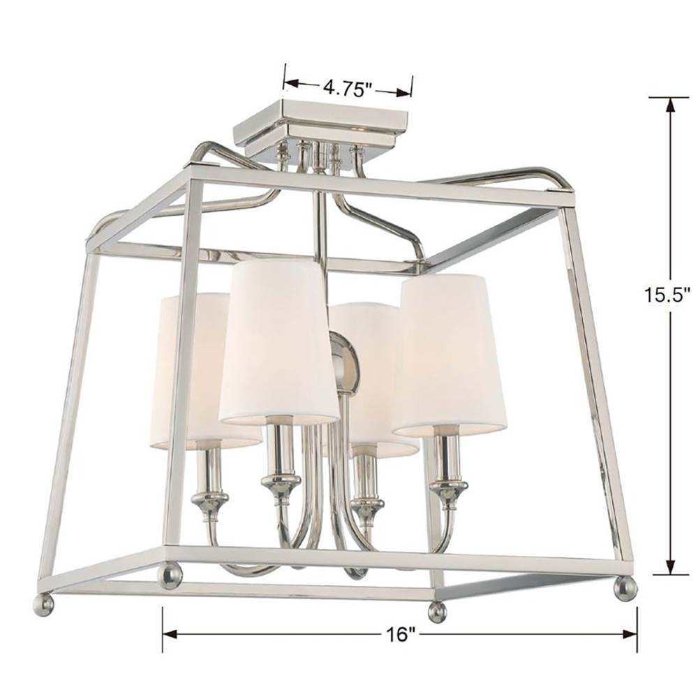 Crystorama 2243-PN Polished Nickel Libby Langdon For Crystorama Sylvan 4 Light Polished Nickel Ceiling Mount Image 2