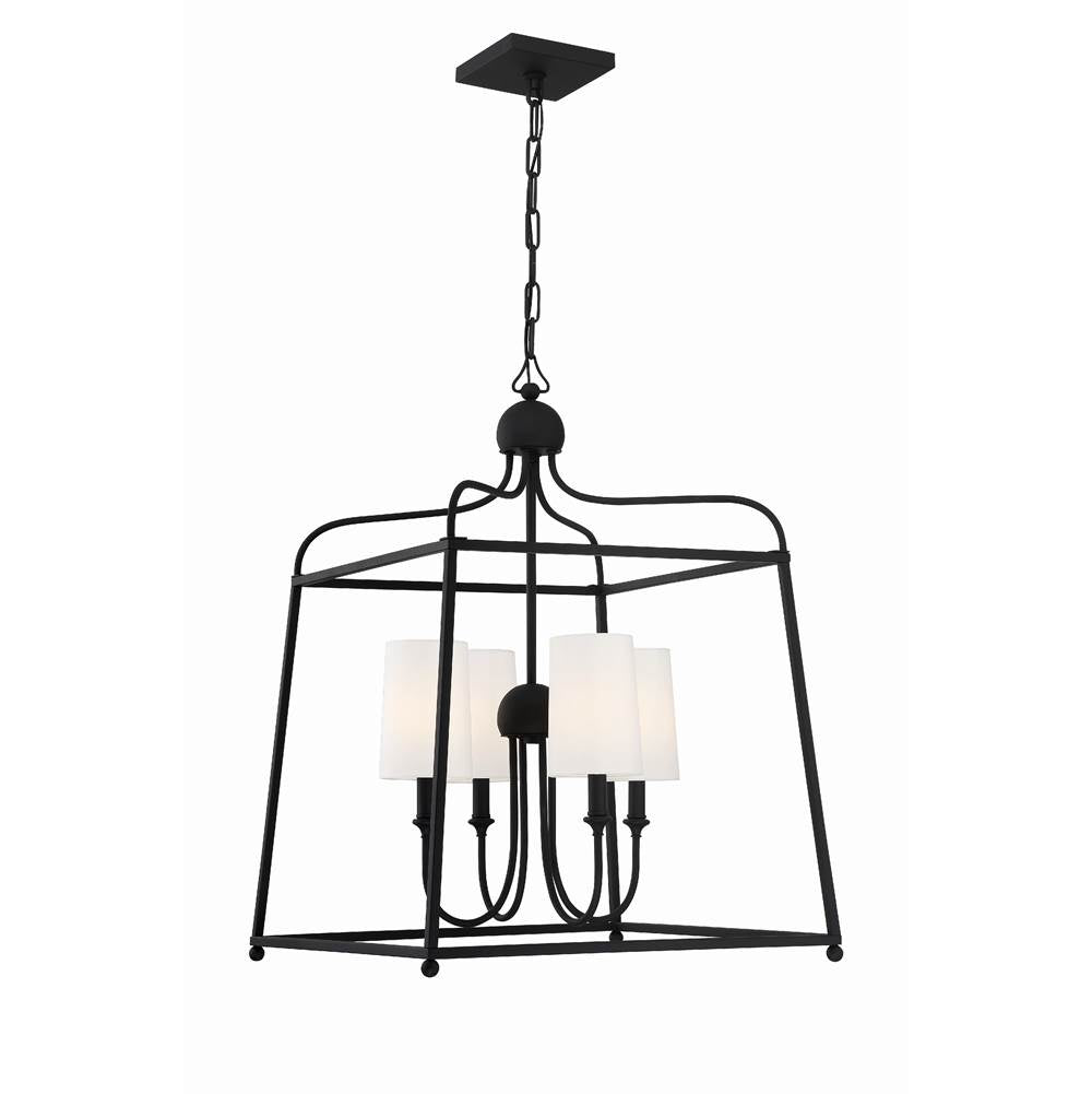 Crystorama 2244-BF Black Forged Libby Langdon For Crystorama Sylvan 4 Light Black Forged Chandelier Image 1