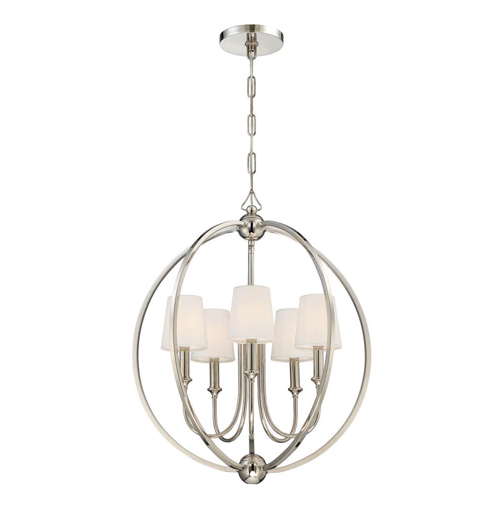 Crystorama 2247-PN Polished Nickel Libby Langdon For Crystorama Sylvan 5 Light Polished Nickel Chandelier Image 1