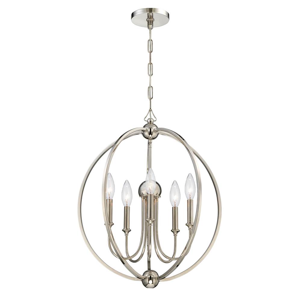 Crystorama Sylvan Libby Langdon For Crystorama Sylvan 5 Light Polished Nickel Chandelier