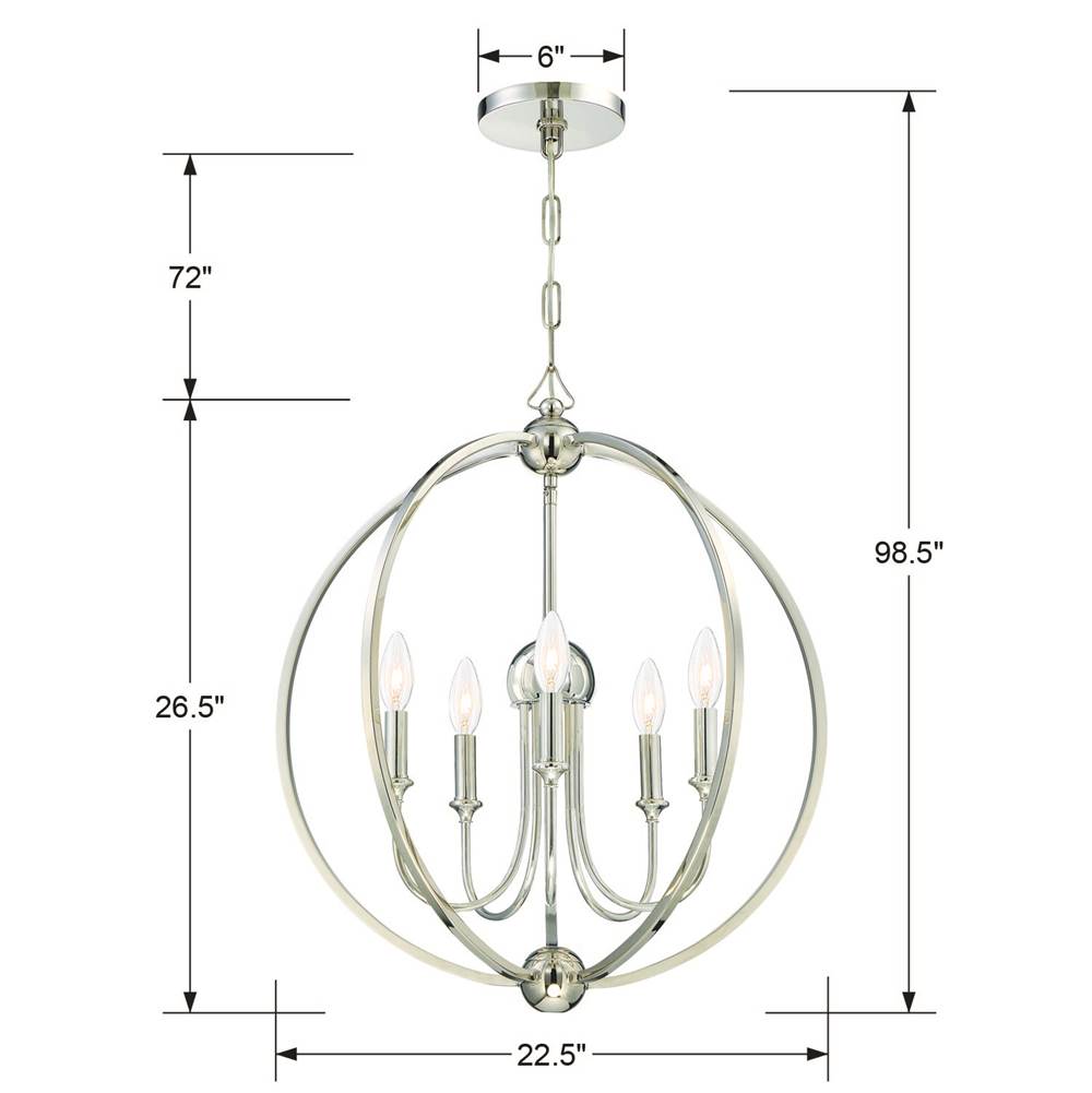 Crystorama Sylvan Libby Langdon For Crystorama Sylvan 5 Light Polished Nickel Chandelier