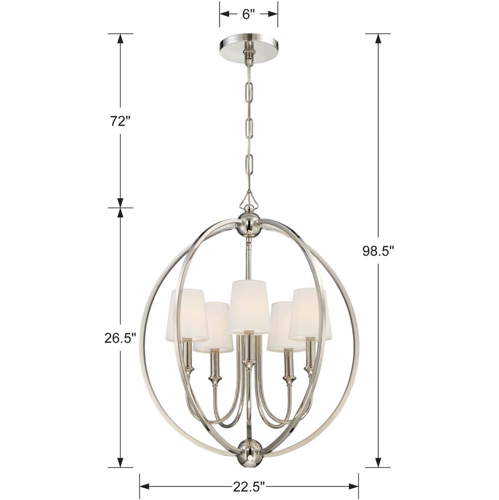 Crystorama 2247-PN Polished Nickel Libby Langdon For Crystorama Sylvan 5 Light Polished Nickel Chandelier Image 2