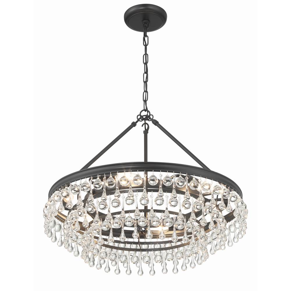 Crystorama 237-MK Matte Black Calypso 6 Light Matte Black Chandelier Image 2