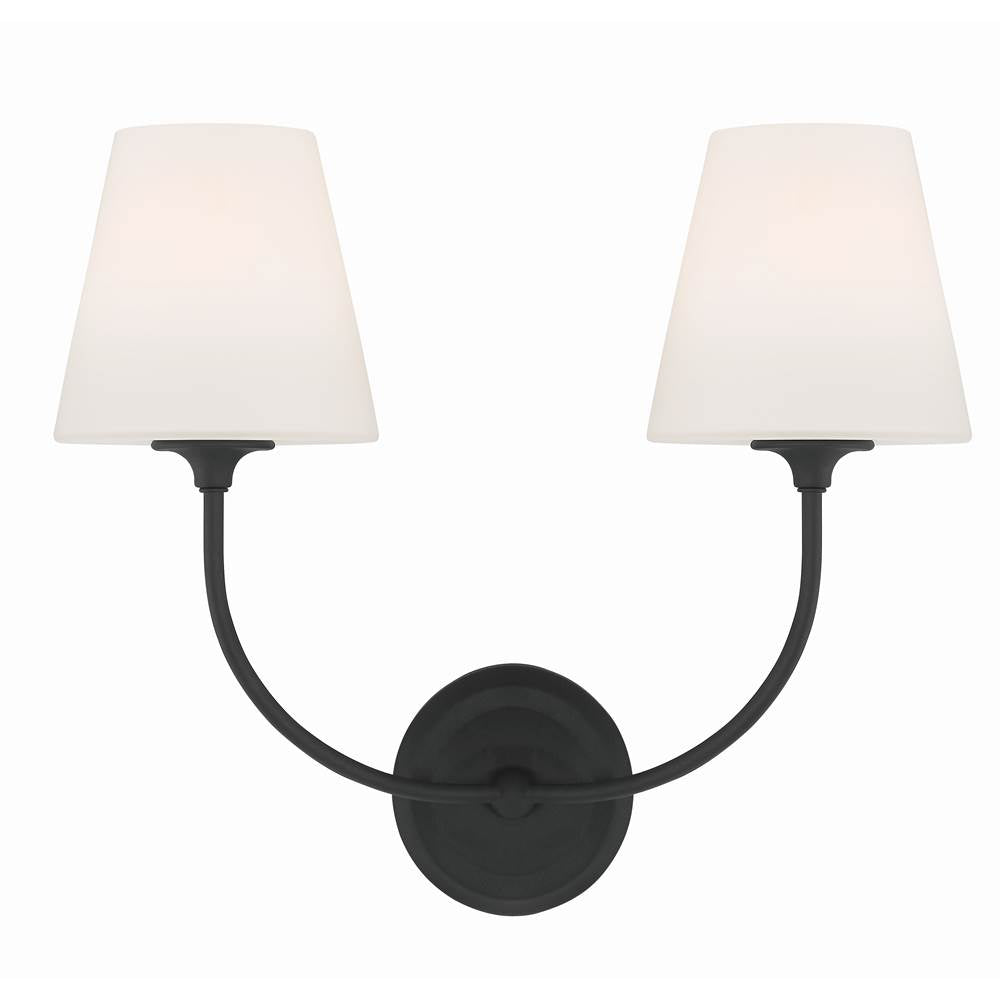 Crystorama 2442-OP-BF Black Forged Libby Langdon For Crystorama Sylvan 2 Light Black Forged Wall Mount Image 1