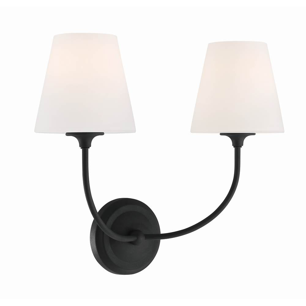 Crystorama 2442-OP-BF Black Forged Libby Langdon For Crystorama Sylvan 2 Light Black Forged Wall Mount Image 4