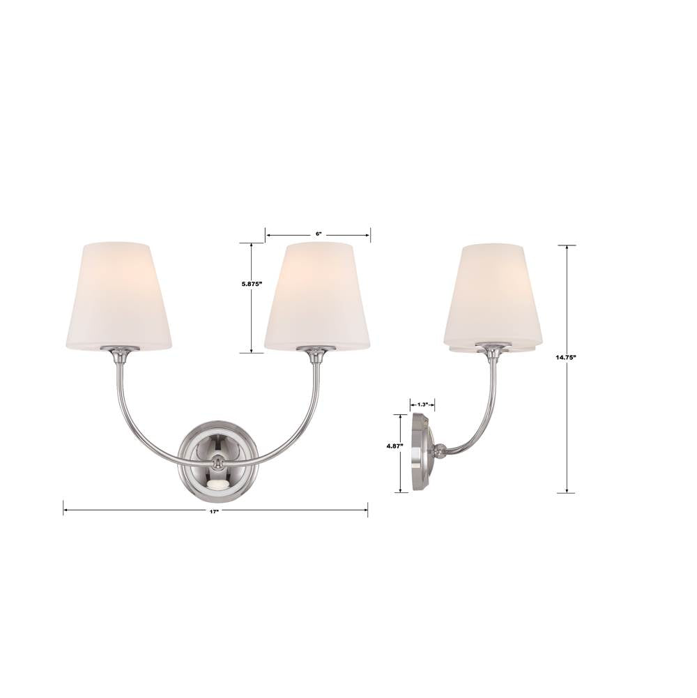 Crystorama 2442-OP-CH Polished Chrome Libby Langdon For Crystorama Sylvan 2 Light Polished Chrome Wall Mount Image 2