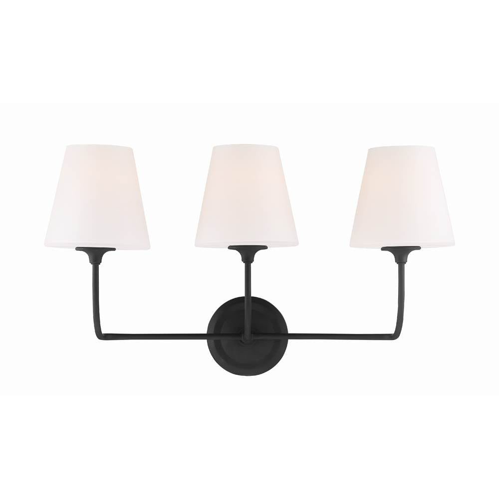 Crystorama 2443-OP-BF Black Forged Libby Langdon For Crystorama Sylvan 3 Light Black Forged Bathroom Vanity Image 1