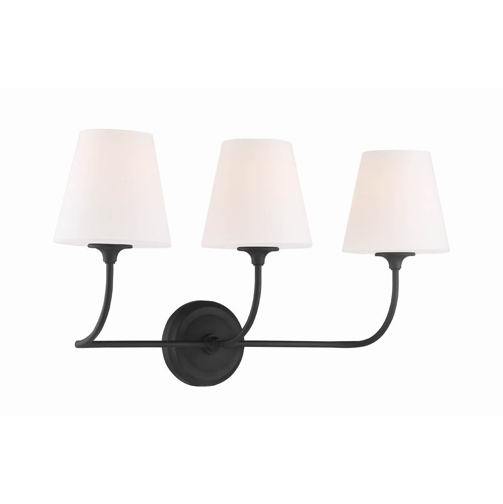 Crystorama Sylvan Libby Langdon For Crystorama Sylvan 3 Light Black Forged Bathroom Vanity