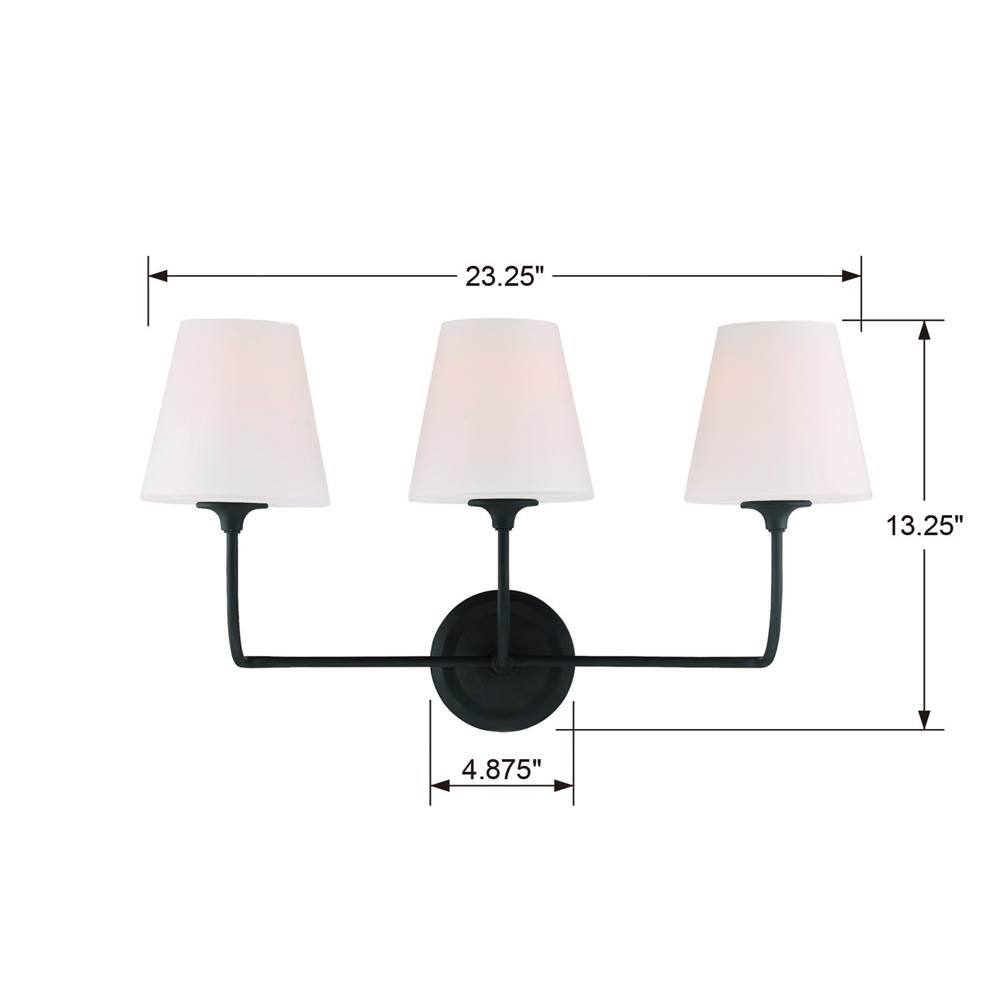 Crystorama 2443-OP-BF Black Forged Libby Langdon For Crystorama Sylvan 3 Light Black Forged Bathroom Vanity Image 2