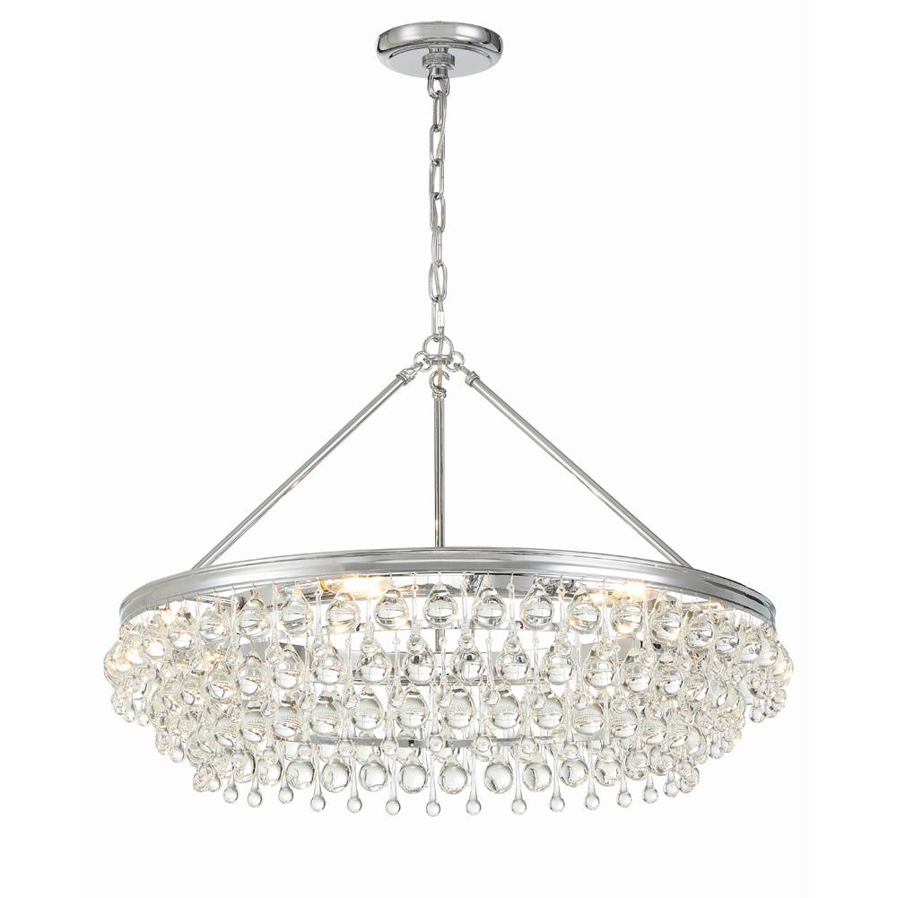 Crystorama 275-CH Polished Chrome Calypso 6 Light Crystal Teardrop Polished Chrome Chandelier Image 1
