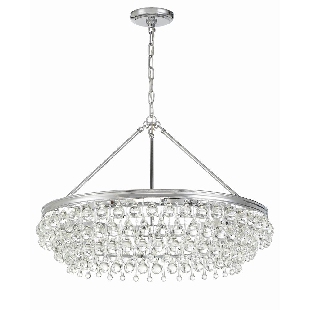 Crystorama Calypso 6 Light Crystal Teardrop Polished Chrome Chandelier