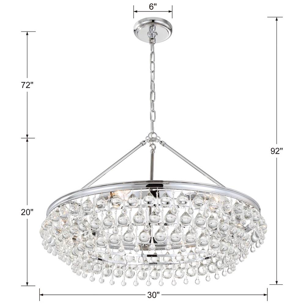 Crystorama 275-CH Polished Chrome Calypso 6 Light Crystal Teardrop Polished Chrome Chandelier Image 2