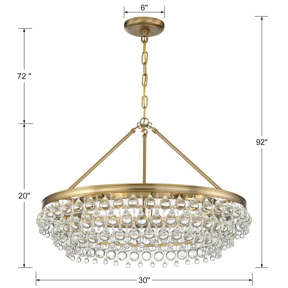 Crystorama 275-VG Vibrant Gold Calypso 6 Light Crystal Teardrop Vibrant Gold Chandelier Image 2