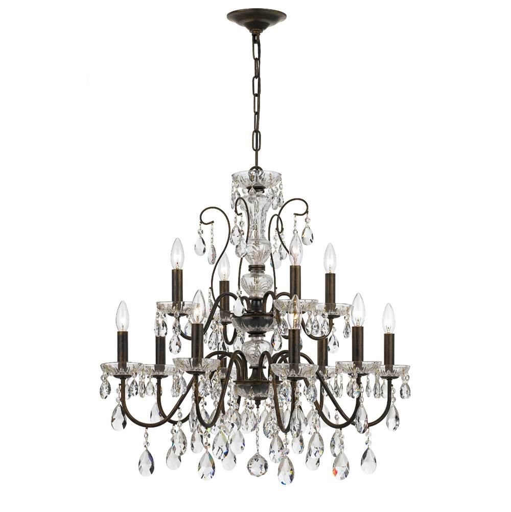 Crystorama 3029-EB-CL-MWP English Bronze Butler 12 Light Hand Cut Crystal English Bronze Chandelier Image 1