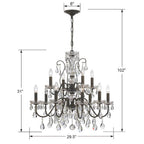 Crystorama Butler 12 Light Hand Cut Crystal English Bronze Chandelier