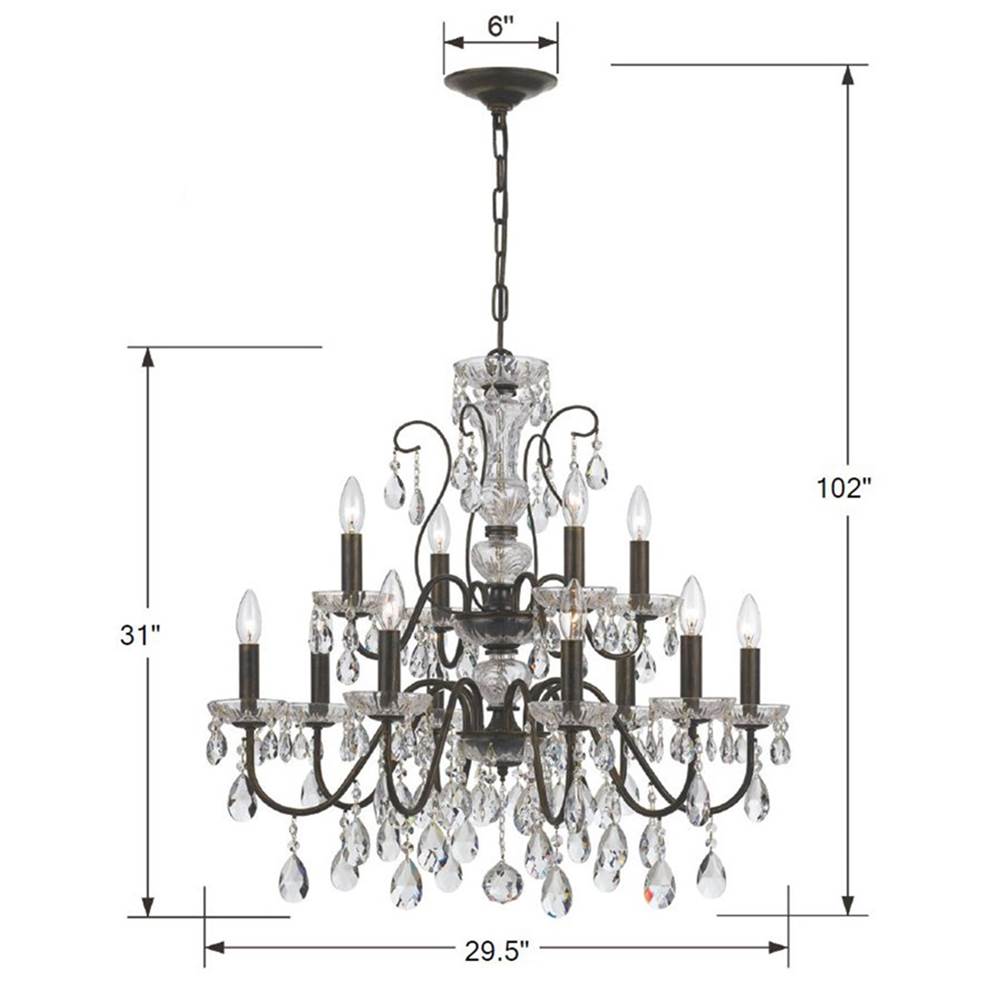 Crystorama Butler 12 Light Hand Cut Crystal English Bronze Chandelier