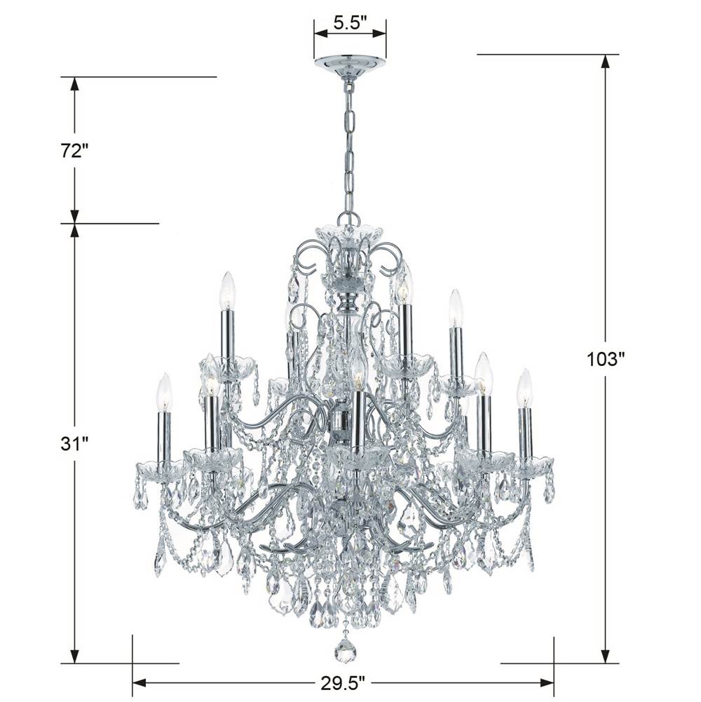 Crystorama Imperial 12 Light Swarovski Strass Crystal Polished Chrome Chandelier