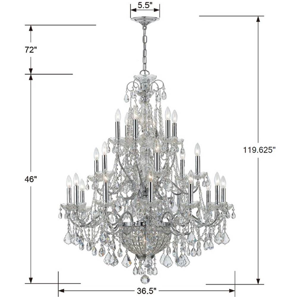 Crystorama Imperial 26 Light Hand Cut Crystal Polished Chrome Chandelier