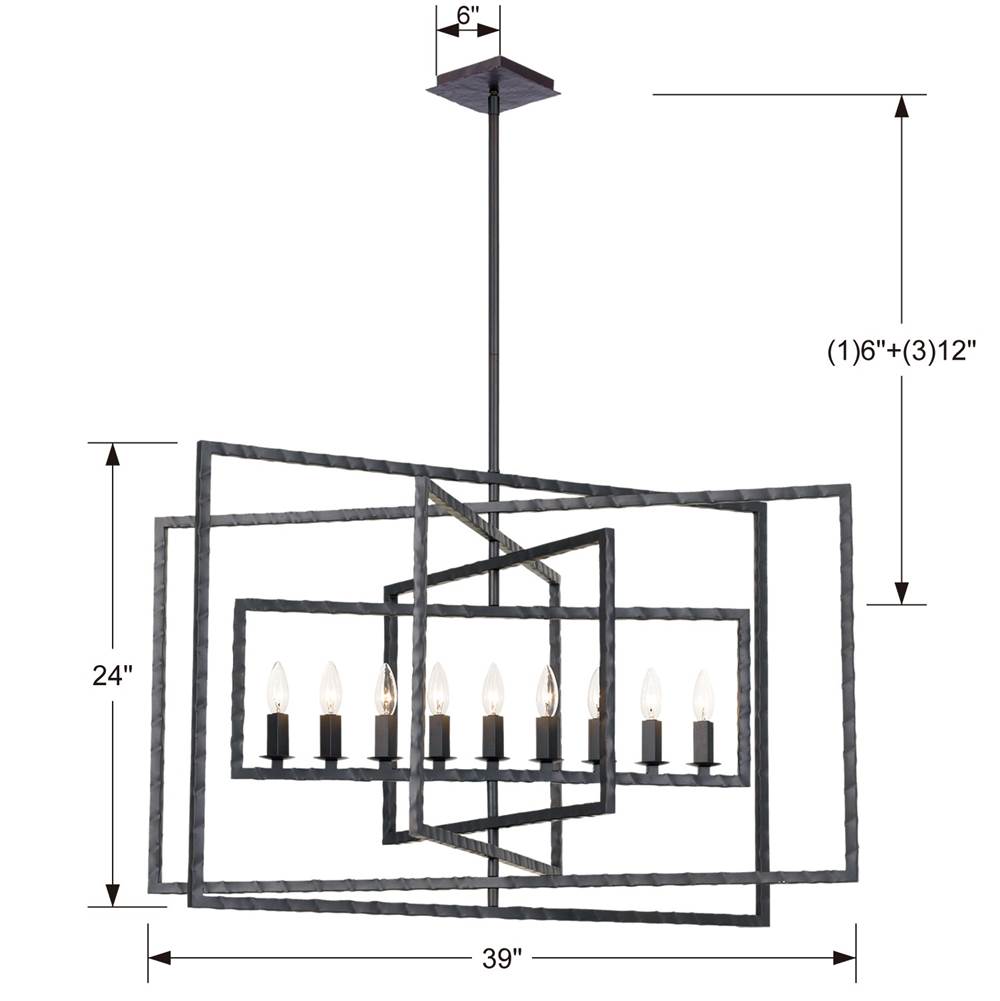 Crystorama 337-RS Raw Steel Capri 9 Light Raw Steel Chandelier Image 2