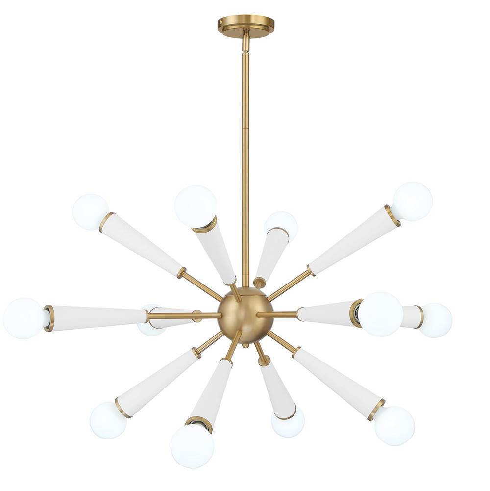 Crystorama 3812-AG-MT Aged Brass,Matte White Zodiac 12 Light Aged Brass Plus Matte White Chandelier Image 6