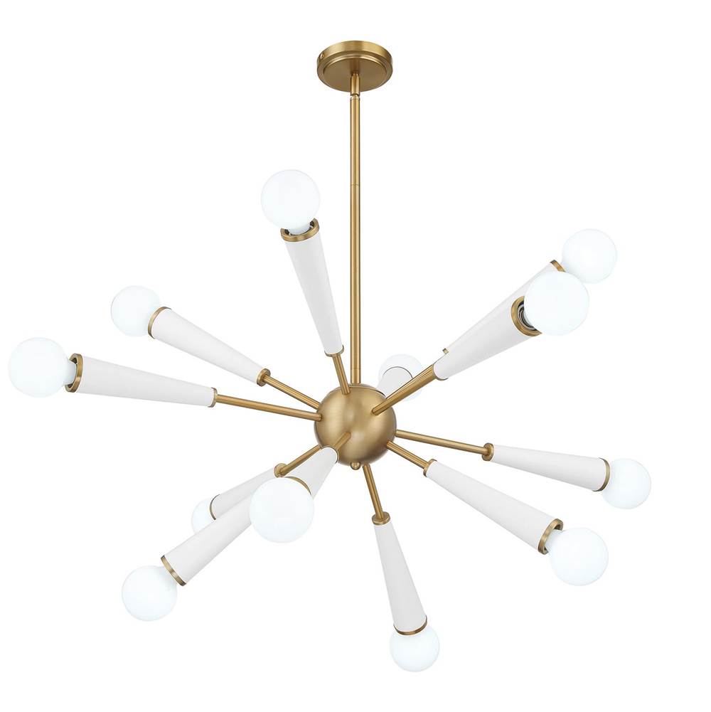 Crystorama 3812-AG-MT Aged Brass,Matte White Zodiac 12 Light Aged Brass Plus Matte White Chandelier Image 5