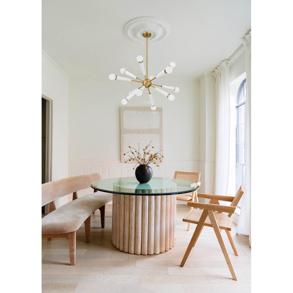 Crystorama 3812-AG-MT Aged Brass,Matte White Zodiac 12 Light Aged Brass Plus Matte White Chandelier Image 3