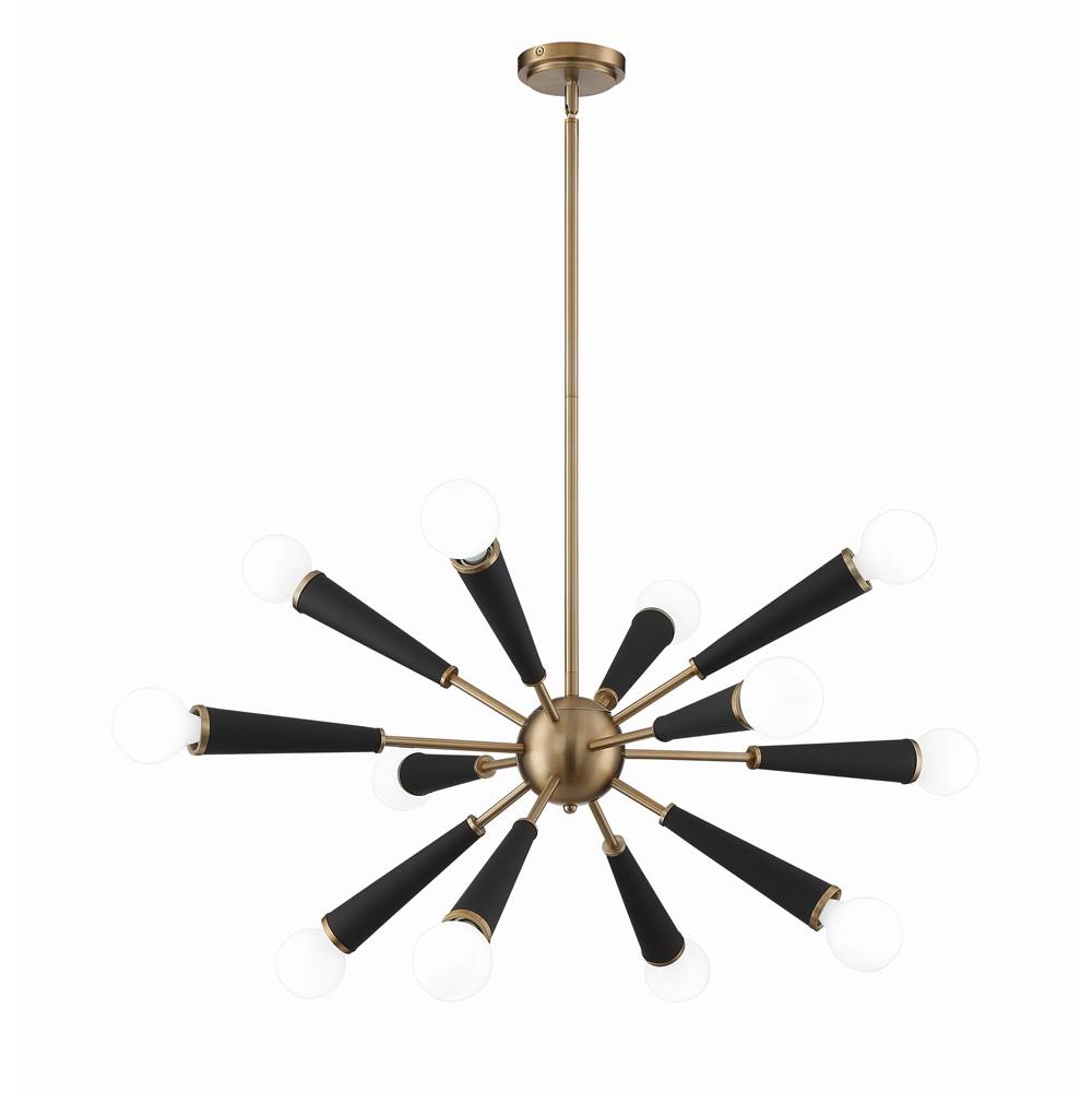 Crystorama 3812-AG Aged Brass Zodiac 12 Light Aged Brass Chandelier Image 1