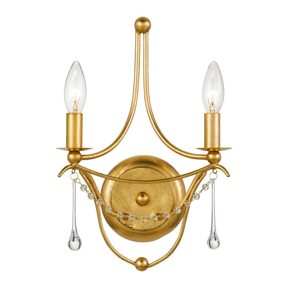 Crystorama 422-GA Antique Gold Metro 2 Light Antique Gold Sconce Image 1