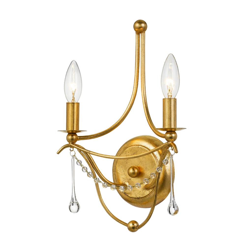 Crystorama Metro 2 Light Antique Gold Sconce