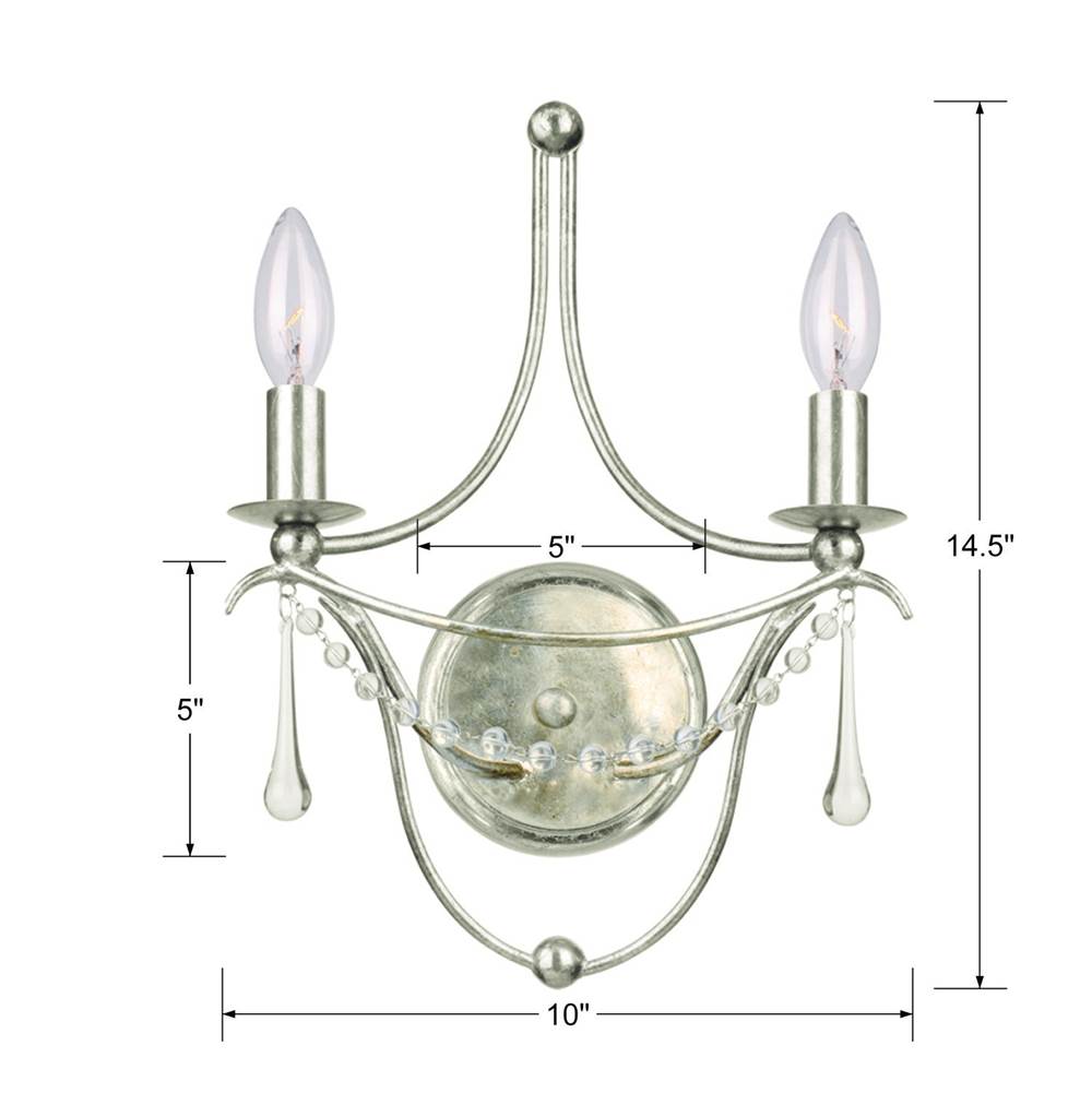 Crystorama Metro 2 Light Antique Gold Sconce