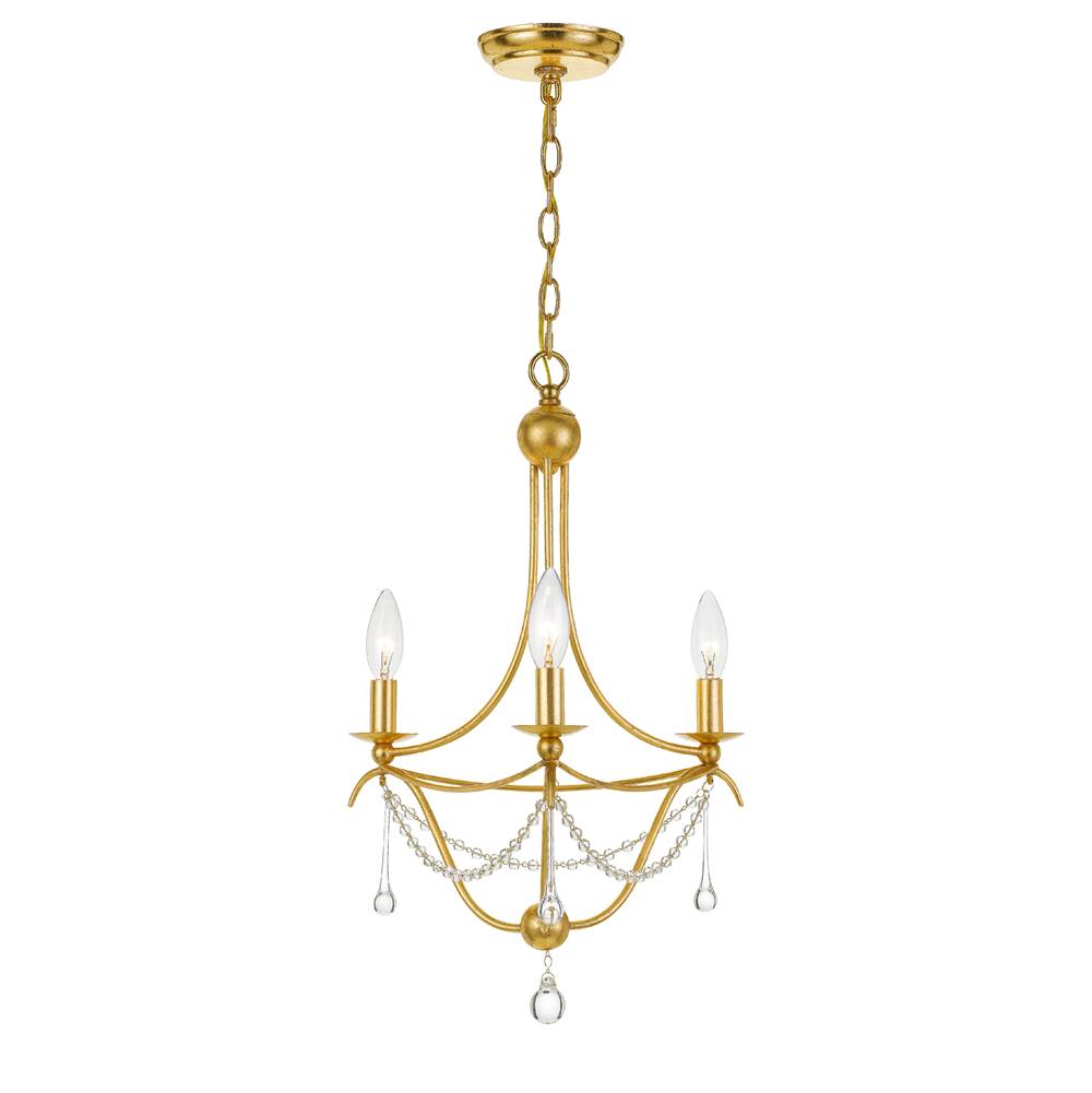 Crystorama 423-GA Antique Gold Metro 3 Light Antique Gold Mini Chandelier Image 1