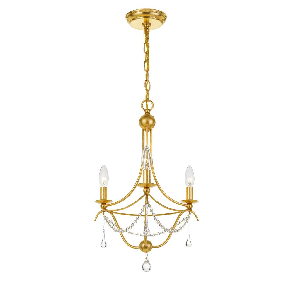 Crystorama Metro 3 Light Antique Gold Mini Chandelier