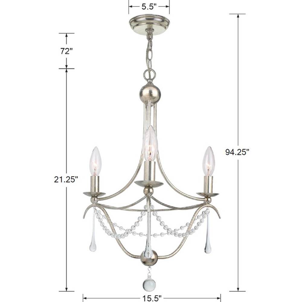 Crystorama Metro 3 Light Antique Gold Mini Chandelier