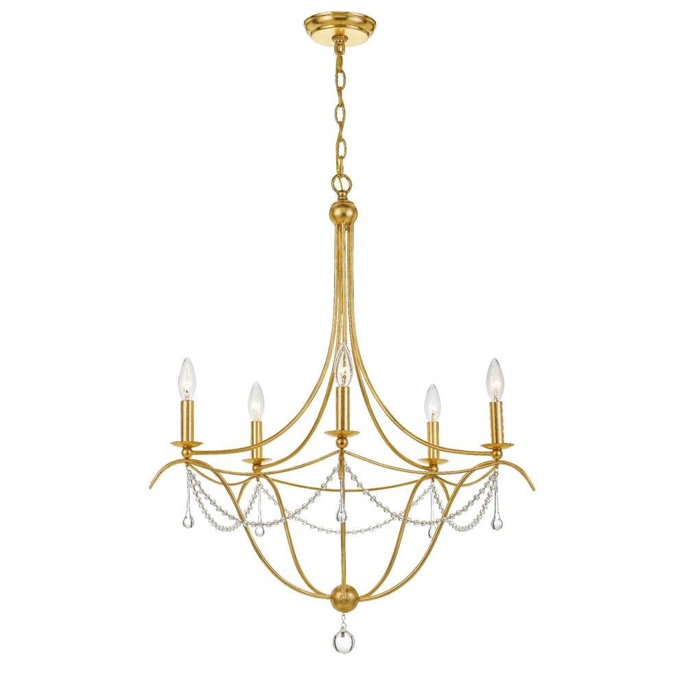 Crystorama Metro 5 Light Antique Gold Chandelier