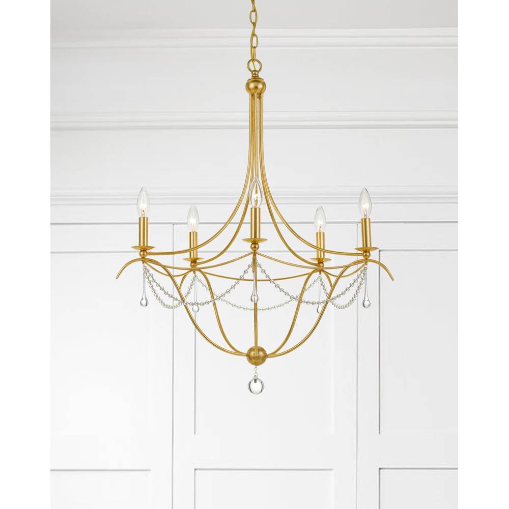 Crystorama 425-GA Antique Gold Metro 5 Light Antique Gold Chandelier Image 3