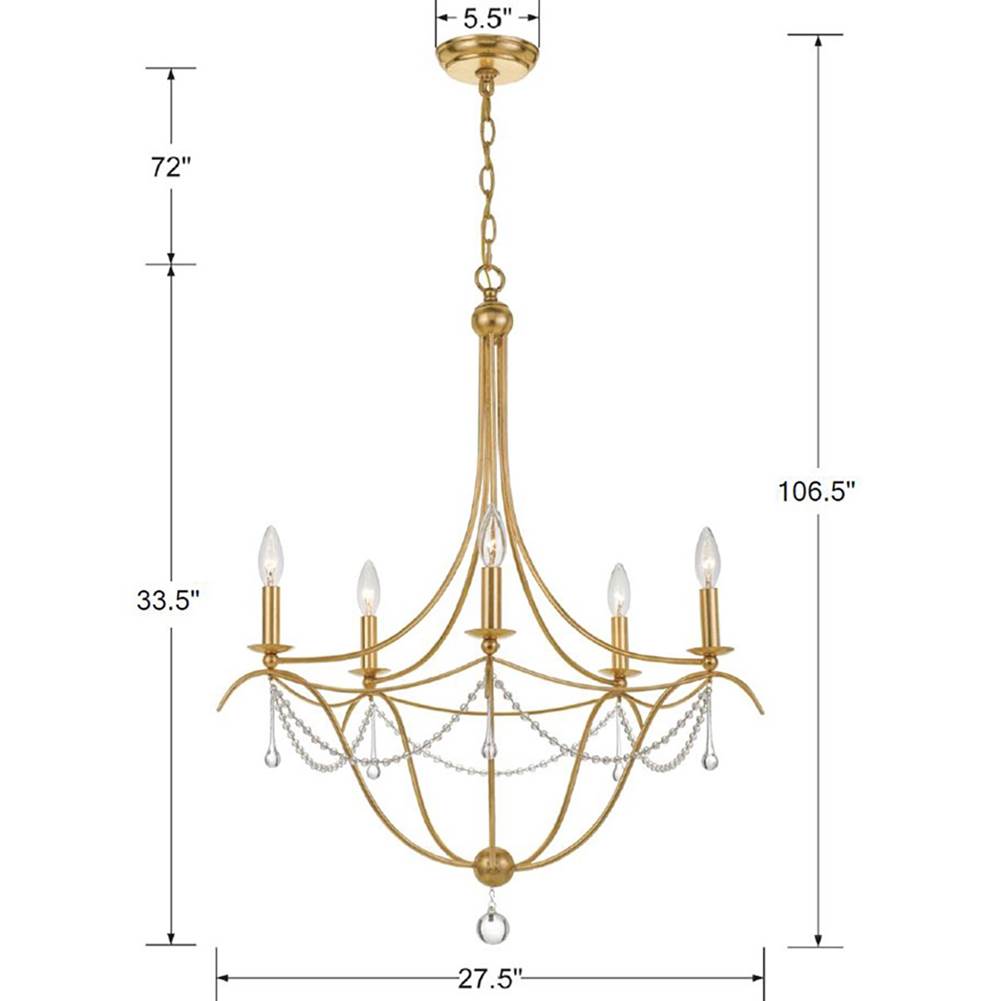 Crystorama 425-GA Antique Gold Metro 5 Light Antique Gold Chandelier Image 2