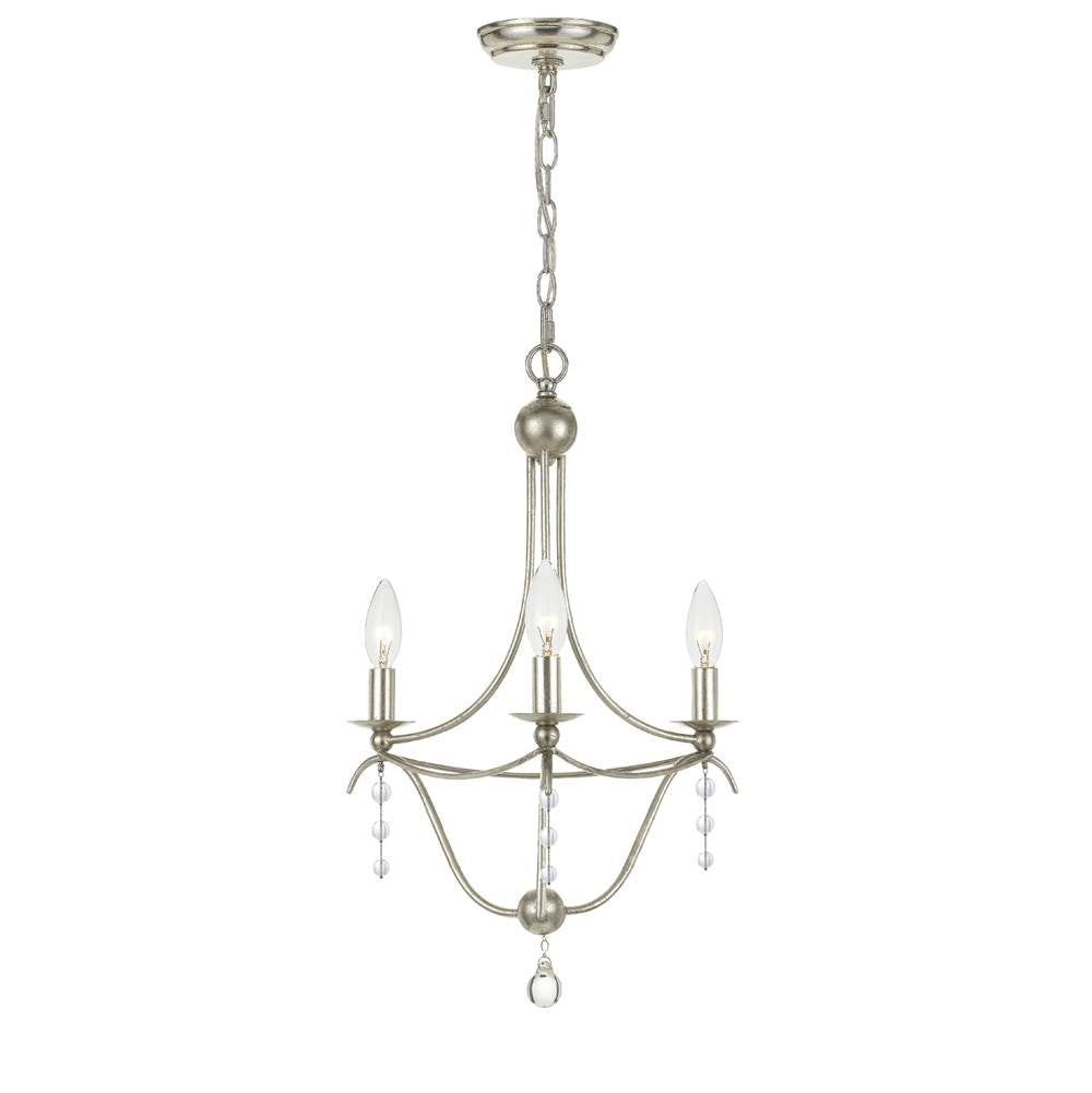 Crystorama 433-SA Antique Silver Metro 3 Light Antique Silver Mini Chandelier Image 1