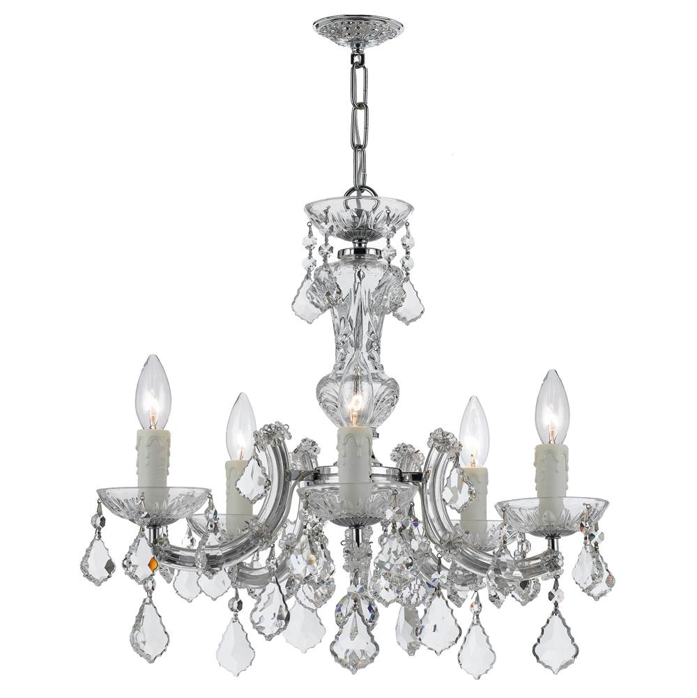 Crystorama 4376-CH-CL-MWP Polished Chrome Maria Theresa 5 Light Hand Cut Crystal Polished Chrome Mini Chandelier Image 1