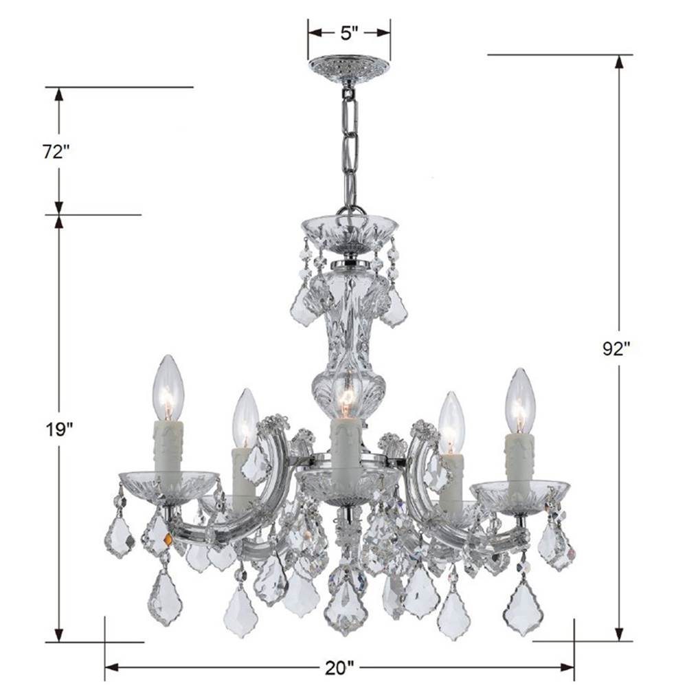 Crystorama Maria Theresa Maria Theresa 5 Light Hand Cut Crystal Polished Chrome Mini Chandelier