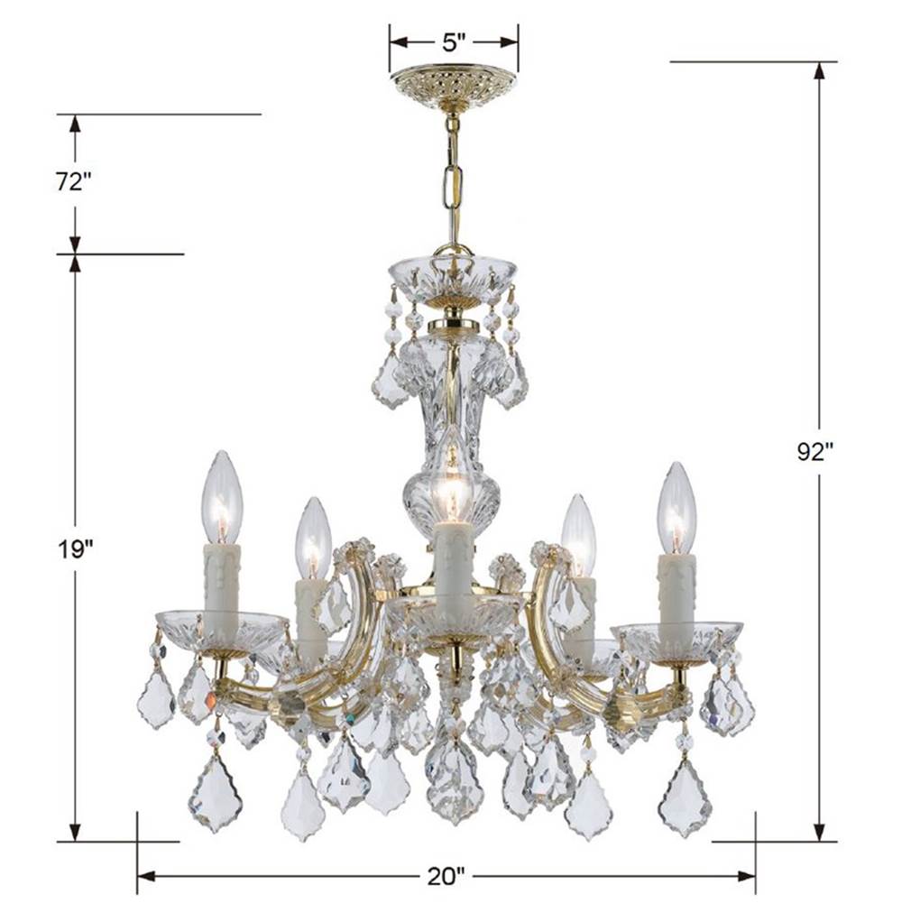 Crystorama Maria Theresa Maria Theresa 5 Light Hand Cut Crystal Polished Chrome Mini Chandelier