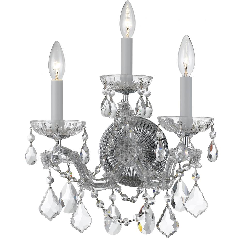 Crystorama 4403-CH-CL-MWP Polished Chrome Maria Theresa 3 Light Hand Cut Crystal Polished Chrome Sconce Image 1