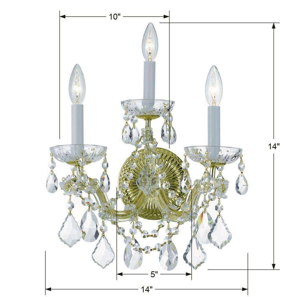 Crystorama Maria Theresa Maria Theresa 3 Light Hand Cut Crystal Polished Chrome Sconce